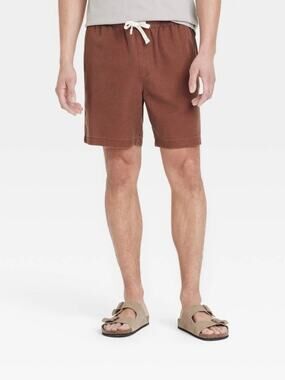 Men's Vintage 7 inch Elevated Pull on Shorts Goodfellow Brown L